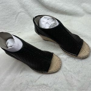 Vince Camuto Laser Cut Lereena Round Toe Wedge Zip-Up Leather Espadrille